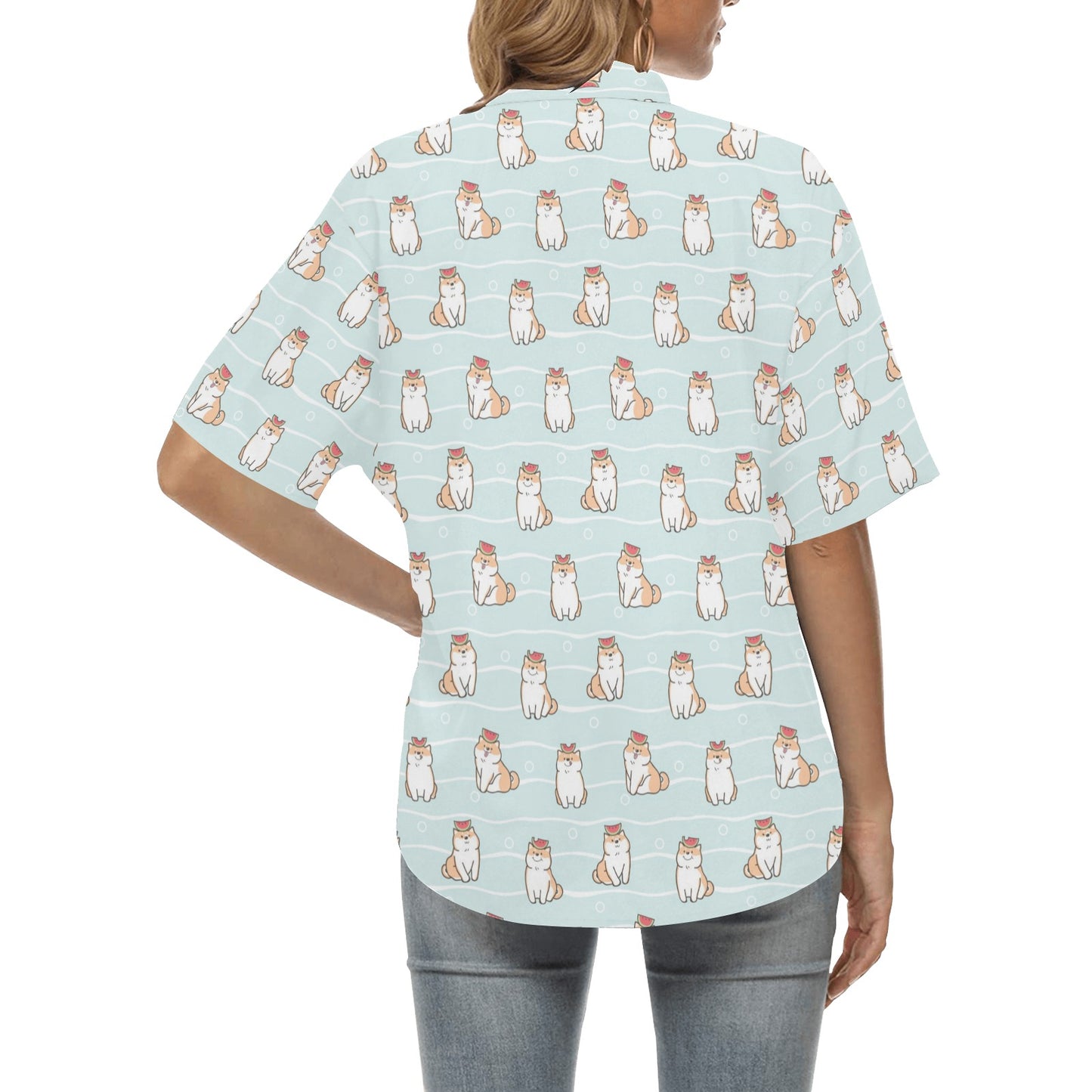 Shiba Inu Print Design LKS3011 Women's Hawaiian Shirt