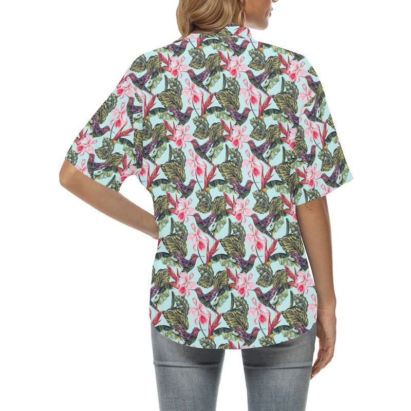 Hummingbird Cute Themed Print Women's Hawaiian Shirt