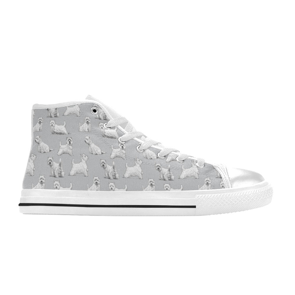 Scottish Terriers Print Design LKS3011 High Top Women's White Shoes