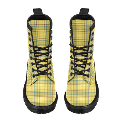 Tartan Yellow Print Design LKS301 Women's Boots