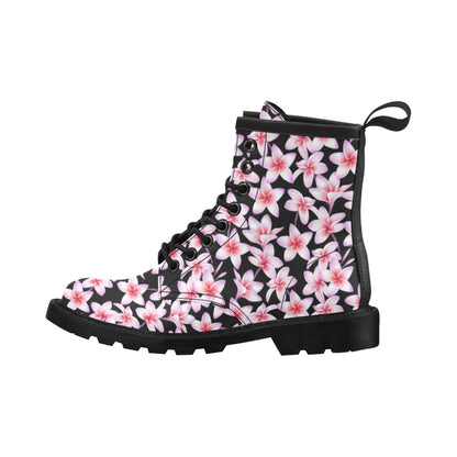 Pink Plumeria Pattern Print Design PM09 Women's Boots