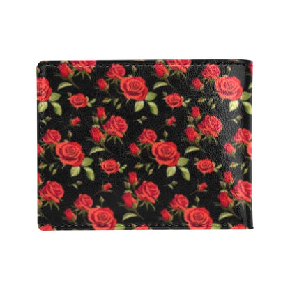 Red Rose Themed Print Men's ID Card Wallet