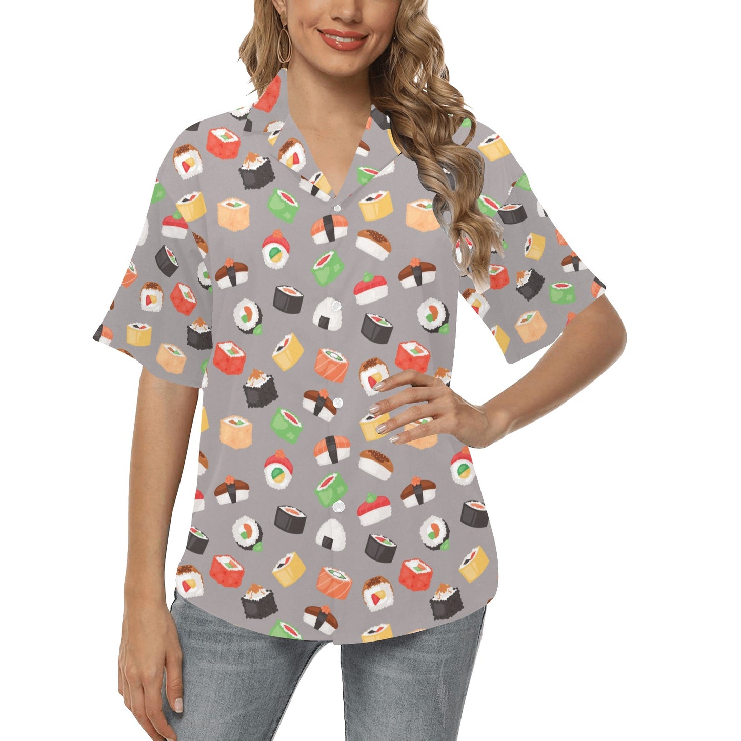 Sushi Print Design LKS307 Women's Hawaiian Shirt