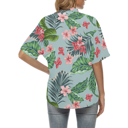 Plumeria Pattern Print Design PM027 Women's Hawaiian Shirt