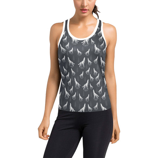 Wolf Print Design LKS303 Women's Racerback Tank Top