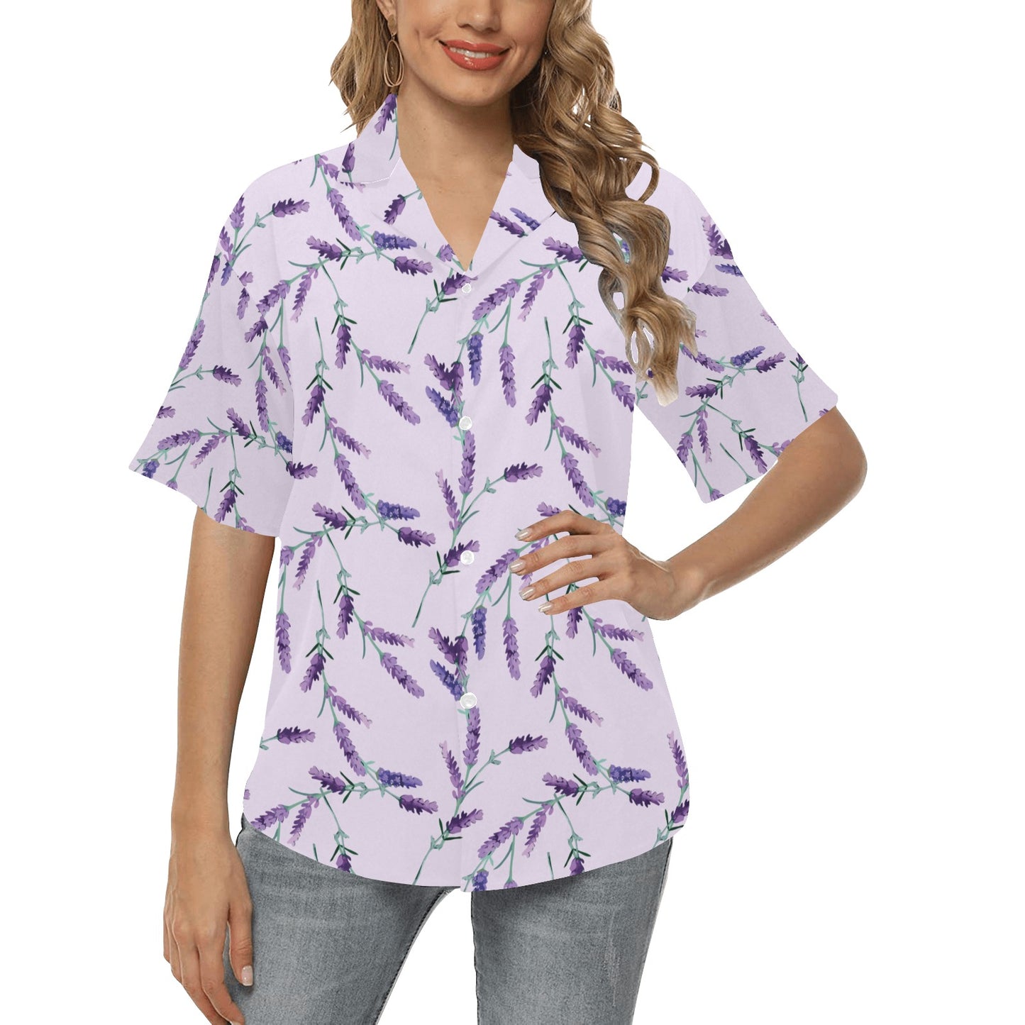 Lavender Pattern Print Design 02 Women's Hawaiian Shirt