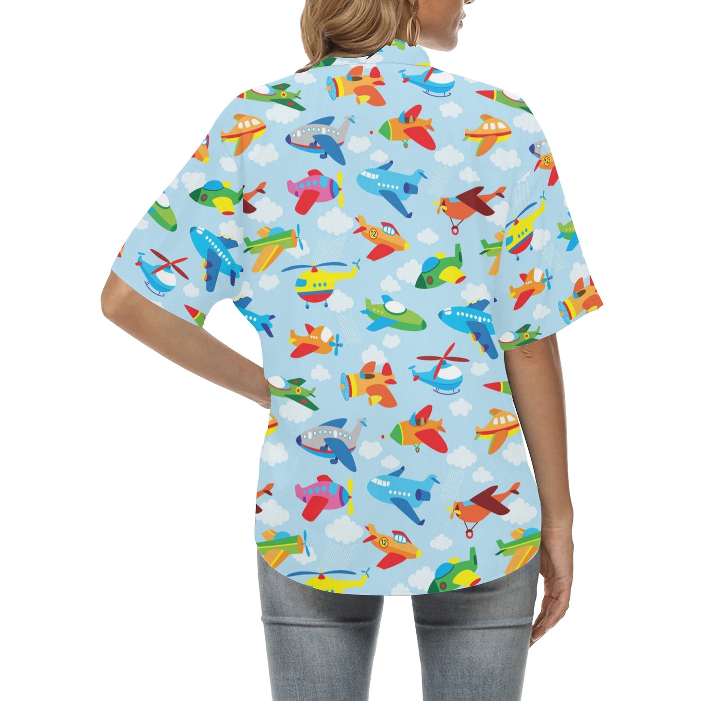 Airplane Colorful Pattern Print Design 01 Women's Hawaiian Shirt
