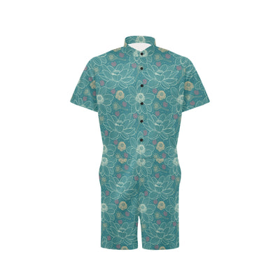 Lotus Pattern Print Design 01 Men's Romper