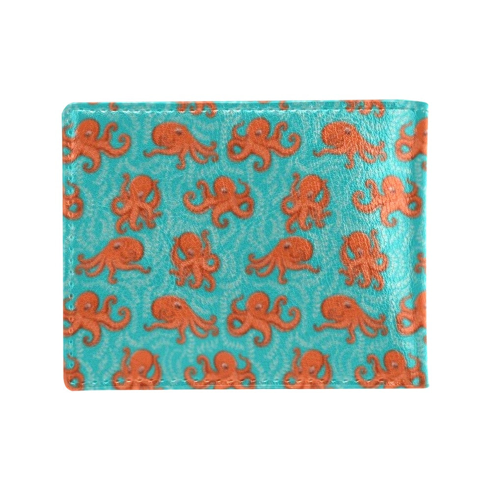 Octopus Cartoon Design Print Themed Men's ID Card Wallet