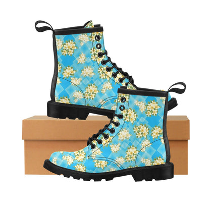 Yellow Plumeria Design Print Pattern Women's Boots