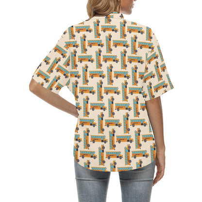 School Bus Print Design LKS305 Women's Hawaiian Shirt