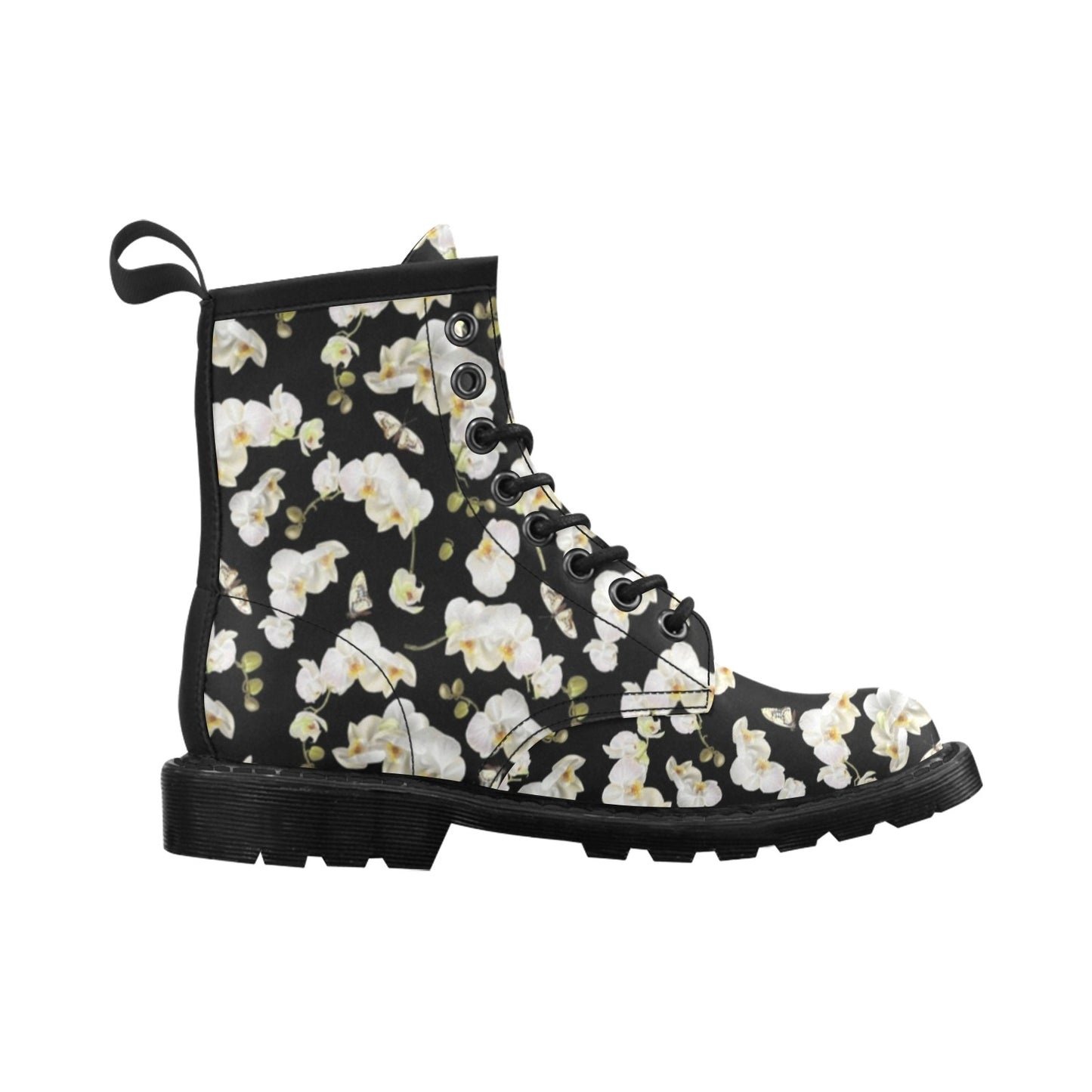 Orchid White Pattern Print Design OR011 Women's Boots