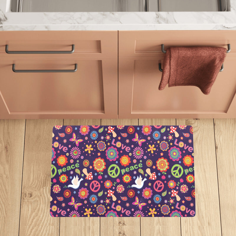 Flower Power Peace Design Print Kitchen Mat