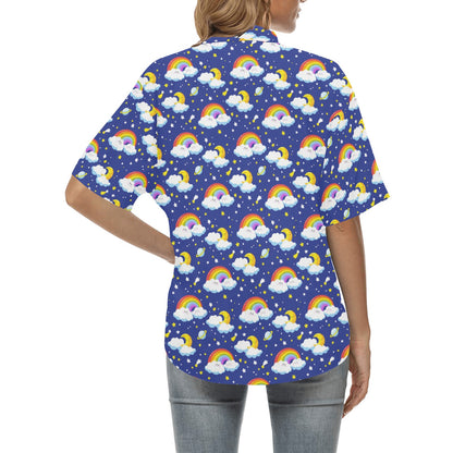 Rainbow Space Design Print Women's Hawaiian Shirt