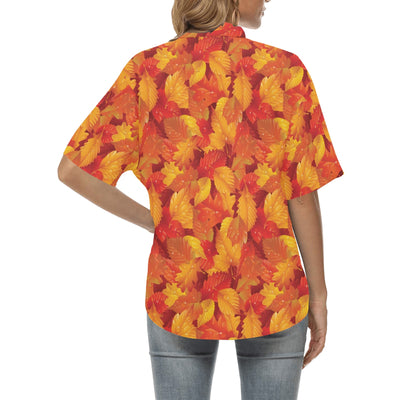 Elm Leave Autum Print Pattern Women's Hawaiian Shirt