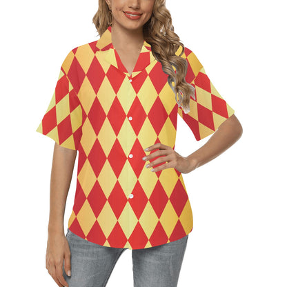 Harlequin Pattern Print Design 03 Women's Hawaiian Shirt