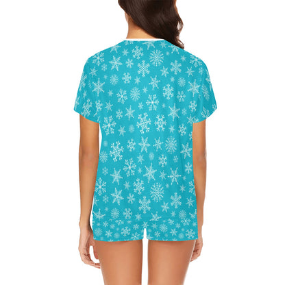 Snowflake Print Design LKS304 Women's Short Pajama Set