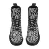 Fern Leave Black White Print Pattern Women's Boots