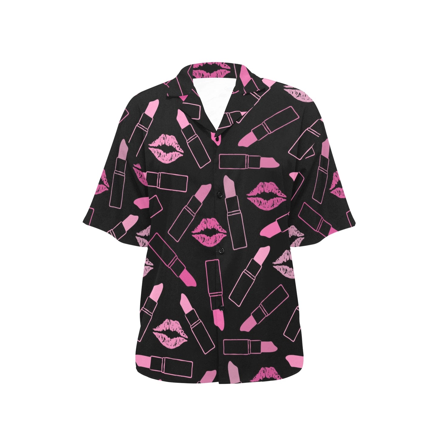 Lipstick Pink Pattern Print Design 01 Women's Hawaiian Shirt