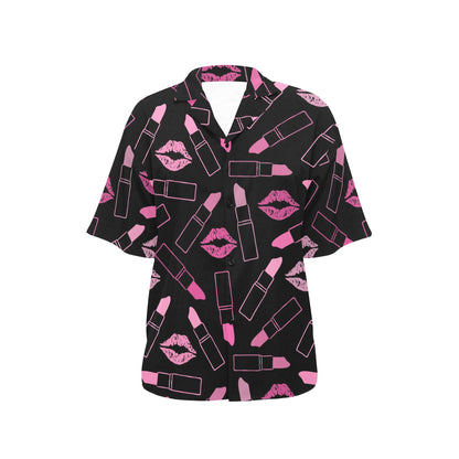 Lipstick Pink Pattern Print Design 01 Women's Hawaiian Shirt