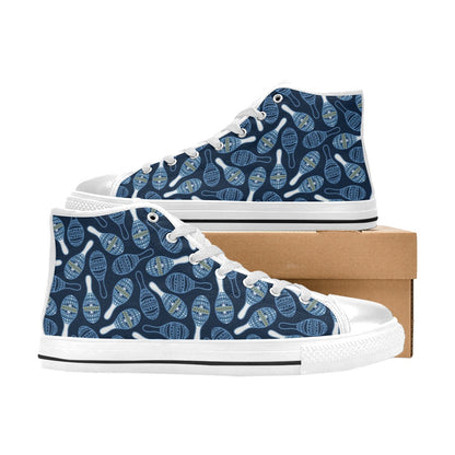Maracas Print Design LKS401 High Top Women's White Shoes