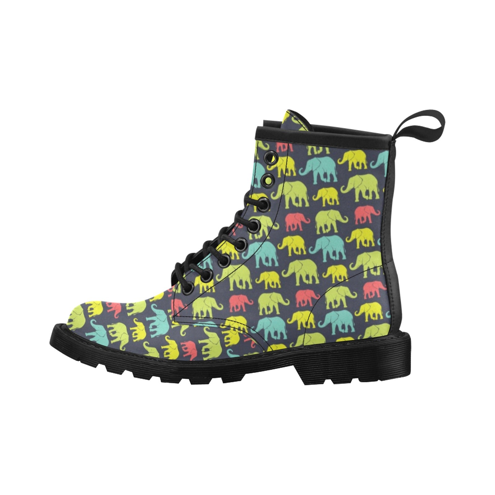 Elephant Neon Color Print Pattern Women's Boots
