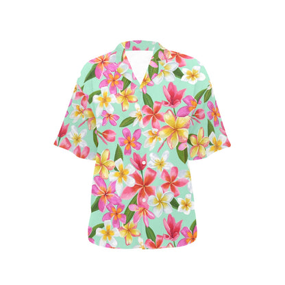 Plumeria Pattern Print Design PM014 Women's Hawaiian Shirt