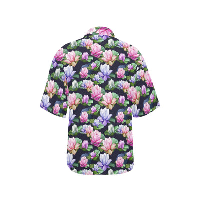 Lotus Flower Print Design Women's Hawaiian Shirt