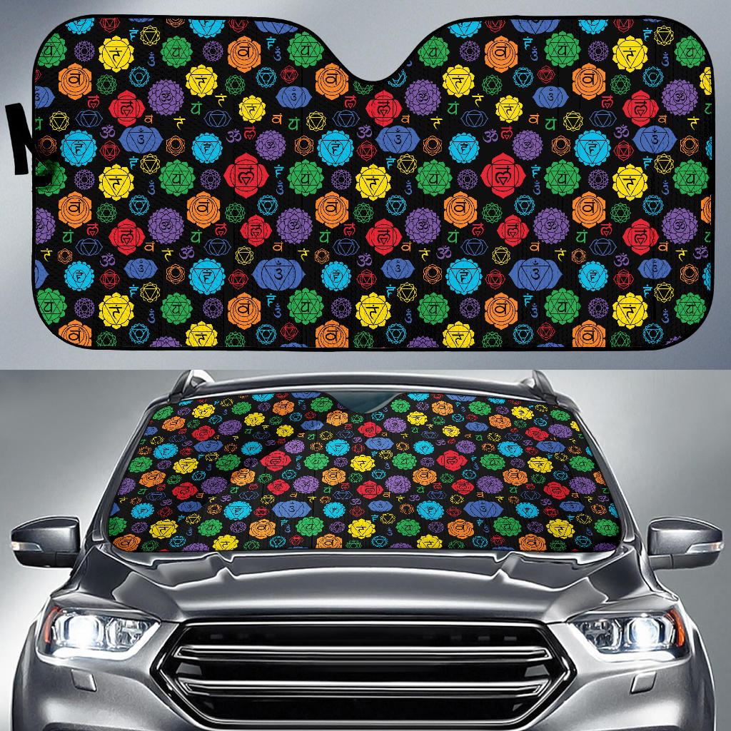 Chakra Pattern Print Design 01 Car Sun Shade-JORJUNE.COM