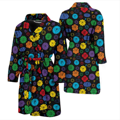 Chakra Pattern Print Design 01 Men Bathrobe-JORJUNE.COM