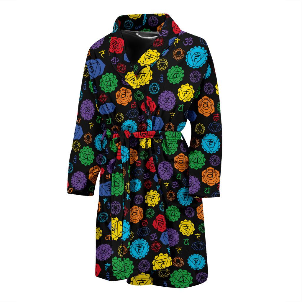 Chakra Pattern Print Design 01 Men Bathrobe-JORJUNE.COM