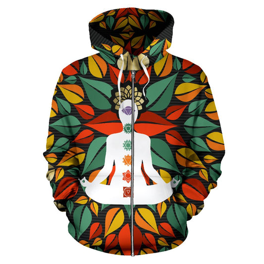 Chakra Yoga All Over Zip Up Hoodie