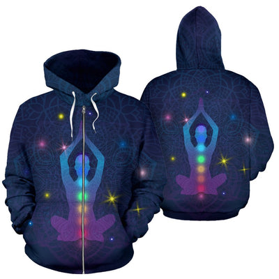 Chakra Yoga Mandala All Over Zip Up Hoodie