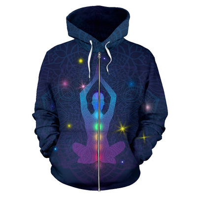 Chakra Yoga Mandala All Over Zip Up Hoodie