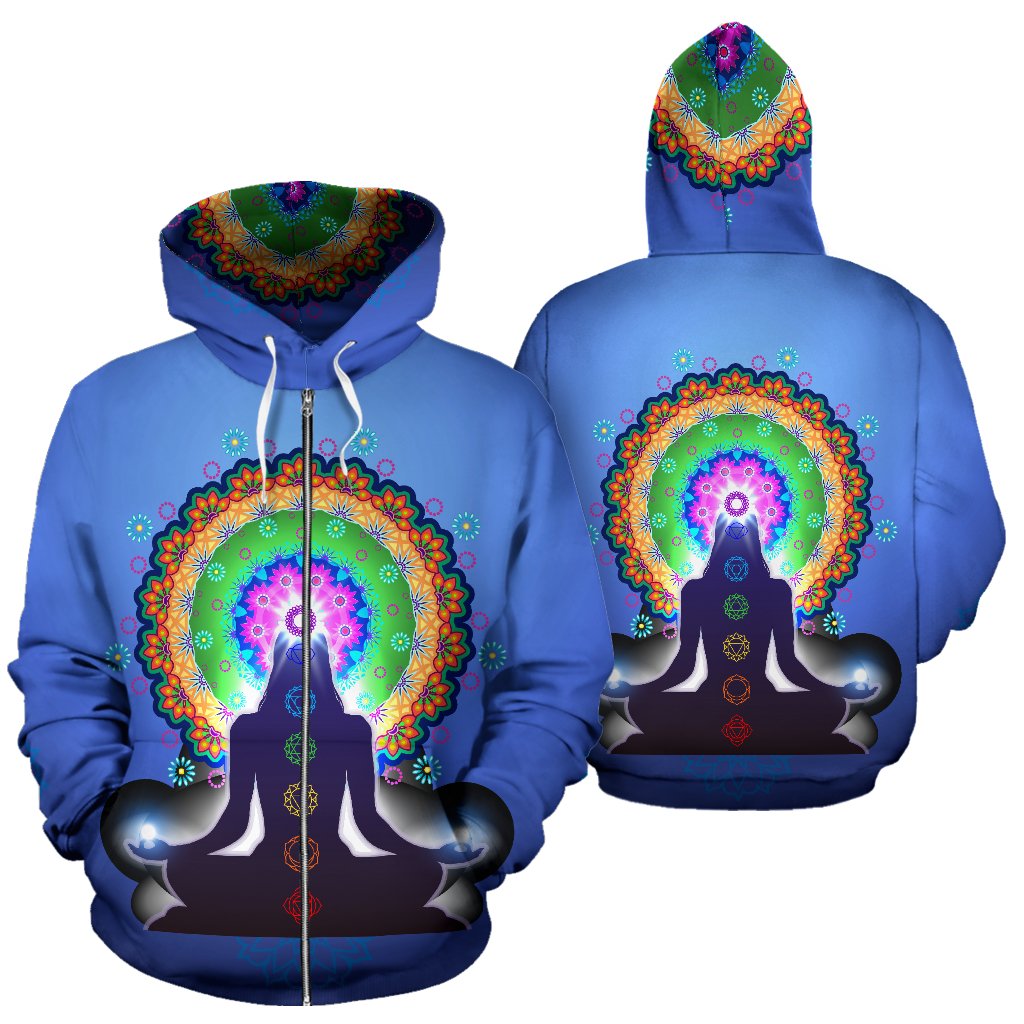 Chakra Zen Yoga All Over Zip Up Hoodie