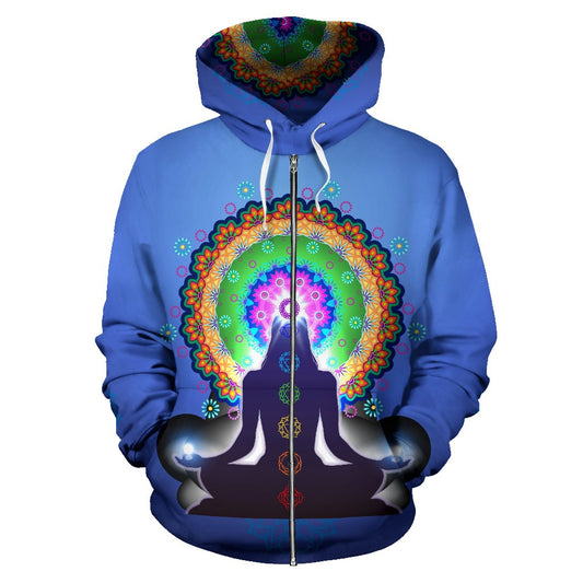 Chakra Zen Yoga All Over Zip Up Hoodie