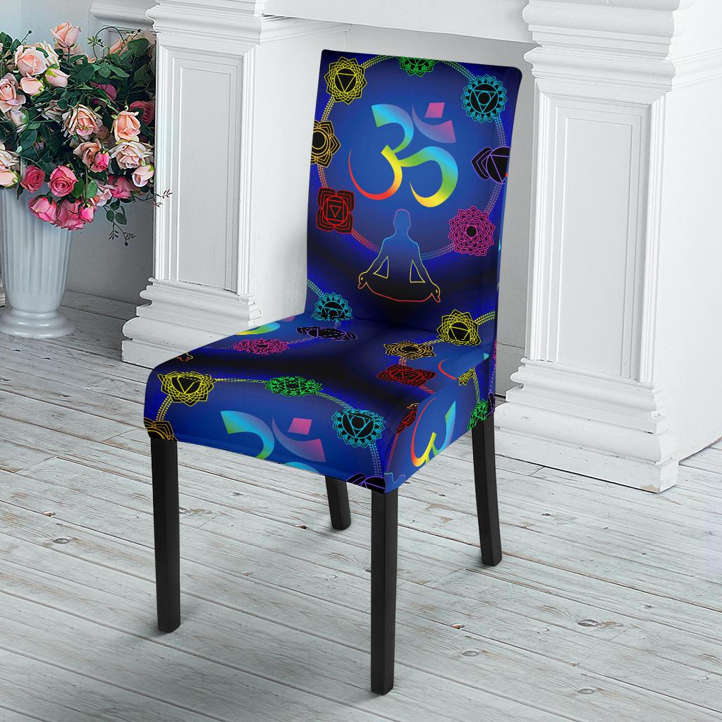 Chakra Zen Yoga OM Dining Chair Slipcover-JORJUNE.COM