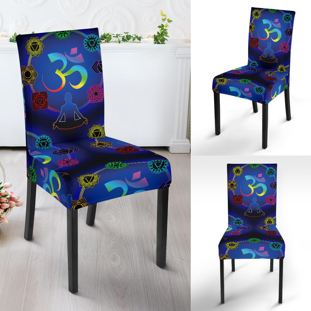 Chakra Zen Yoga OM Dining Chair Slipcover-JORJUNE.COM