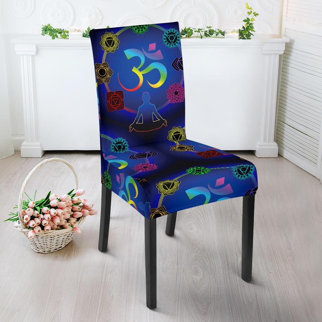 Chakra Zen Yoga OM Dining Chair Slipcover-JORJUNE.COM