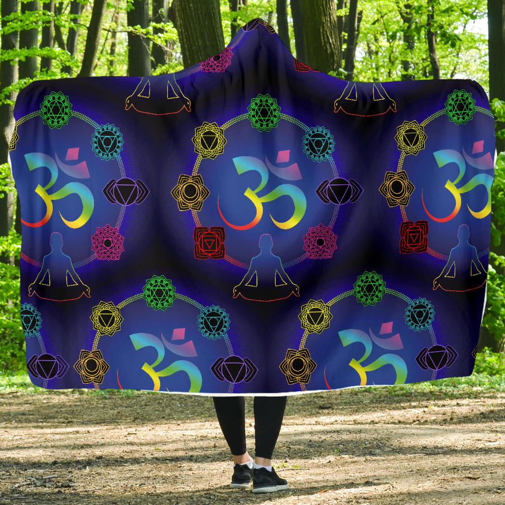 Chakra Zen Yoga OM Hooded Blanket-JORJUNE.COM