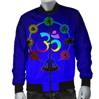 Chakra Zen Yoga OM Men Casual Bomber Jacket