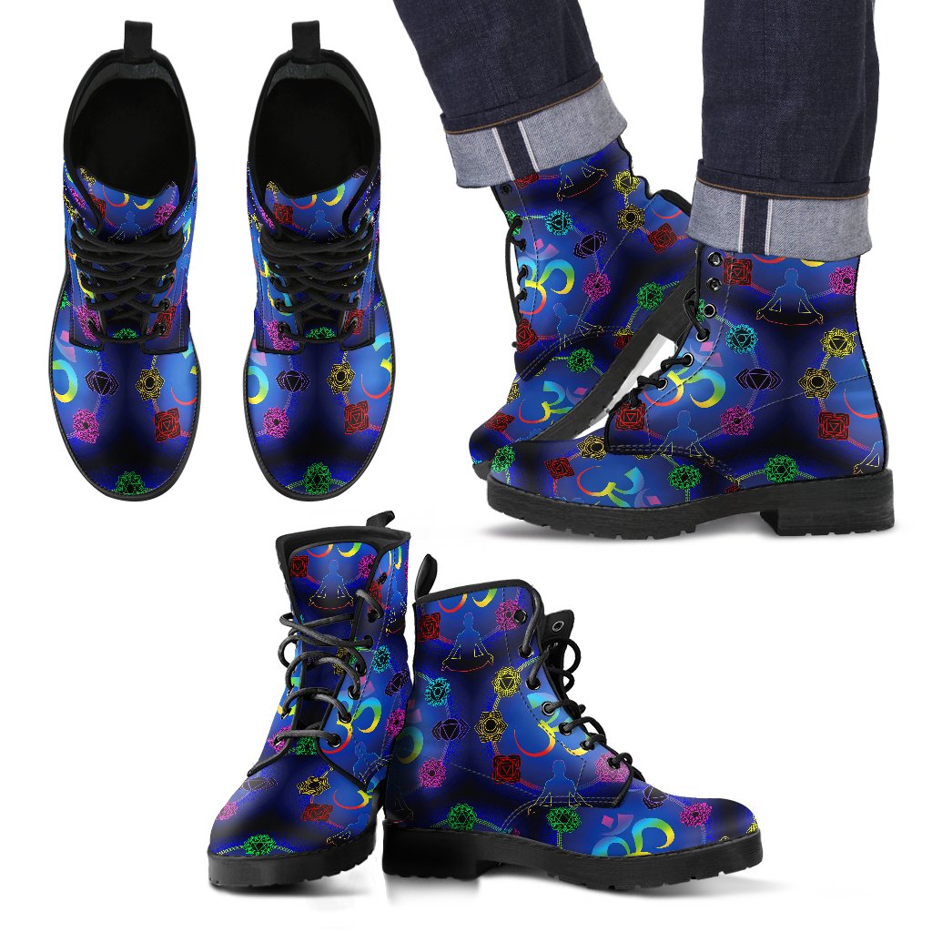 Chakra Zen Yoga OM Men Leather Boots