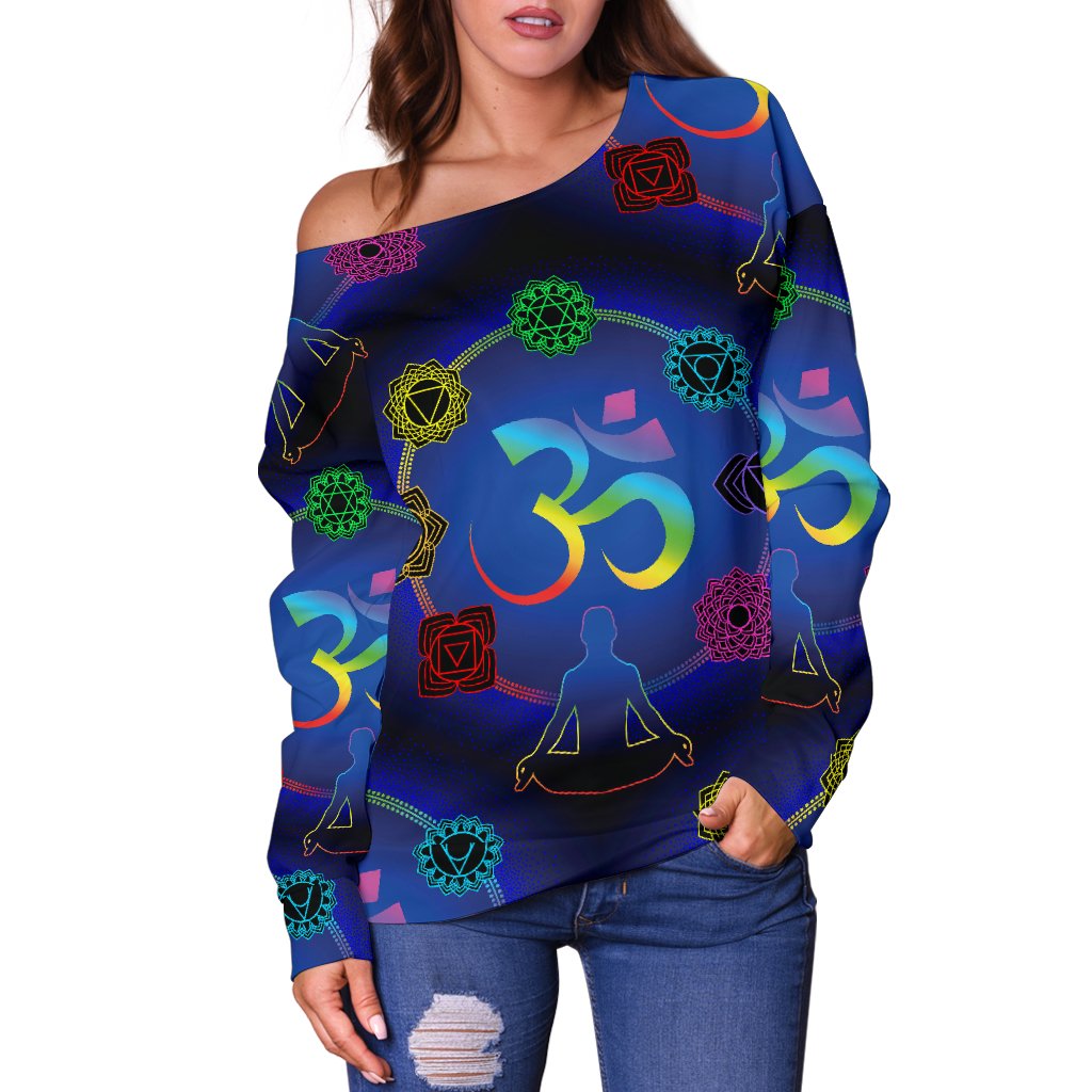Chakra Zen Yoga OM Off Shoulder Sweatshirt