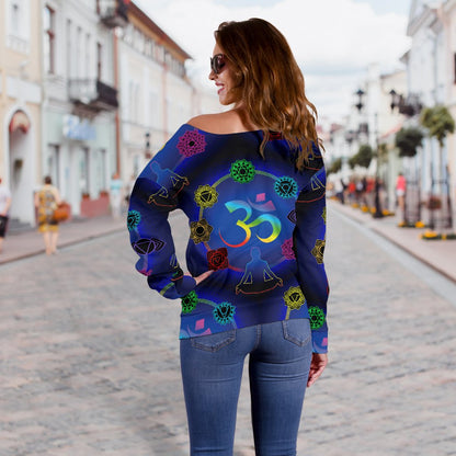 Chakra Zen Yoga OM Off Shoulder Sweatshirt