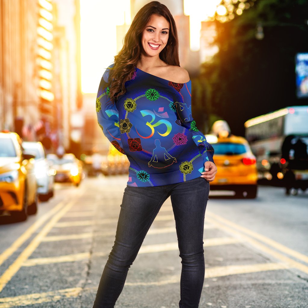 Chakra Zen Yoga OM Off Shoulder Sweatshirt