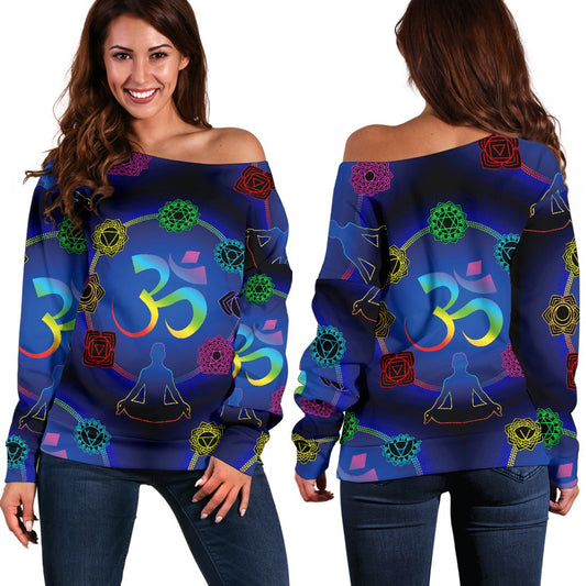 Chakra Zen Yoga OM Off Shoulder Sweatshirt
