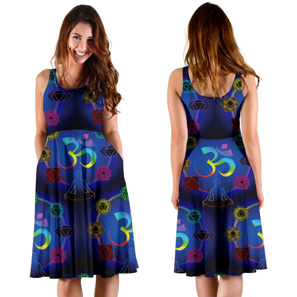 Chakra Zen Yoga OM Sleeveless Mini Dress