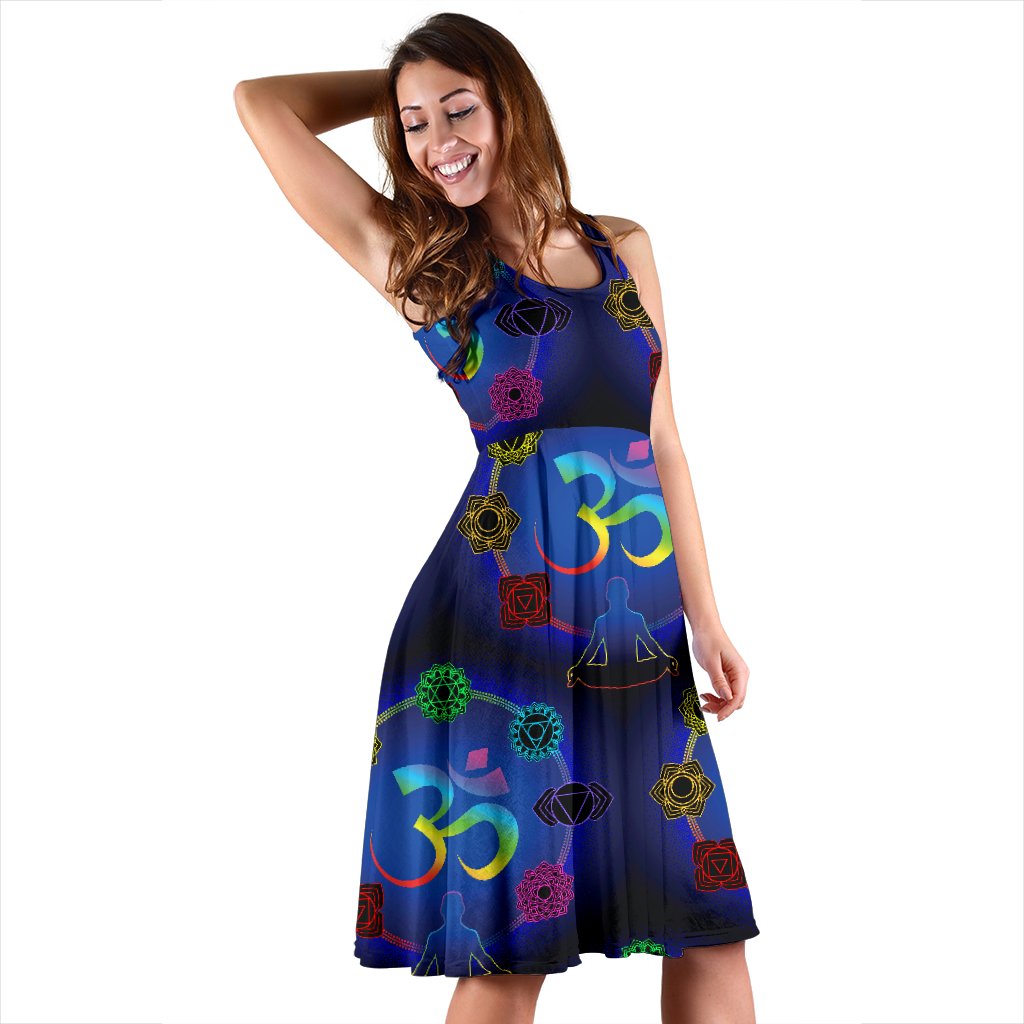 Chakra Zen Yoga OM Sleeveless Mini Dress
