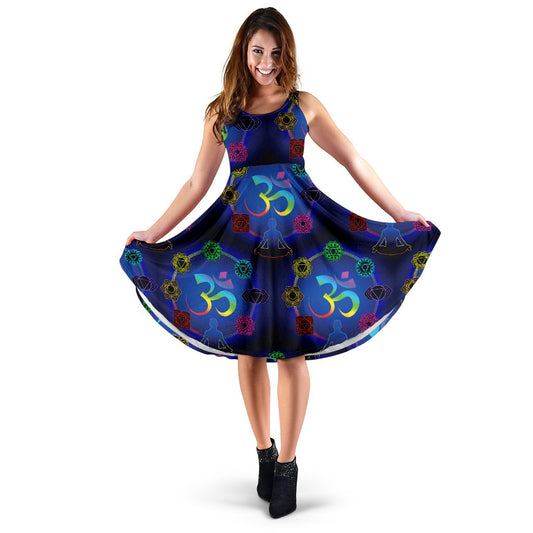 Chakra Zen Yoga OM Sleeveless Mini Dress