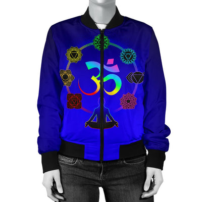 Chakra Zen Yoga OM Women Casual Bomber Jacket